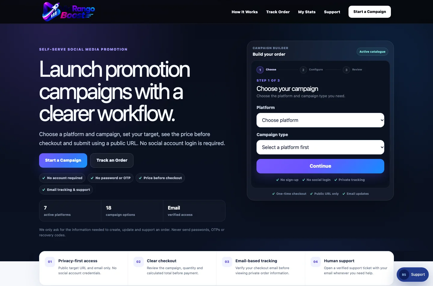 Screenshot of the VidRango Boost website homepage